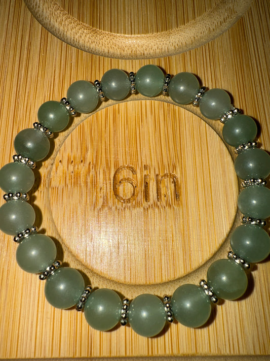 Natural Green Aventurine Bead Bracelet - 6”