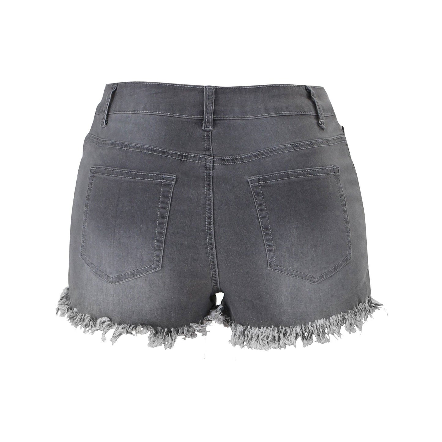 Women's High-Rise Denim Raw Hem Ripped Shorts