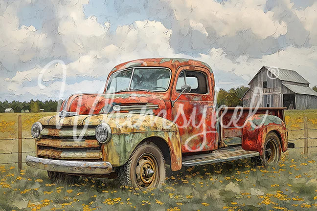 Old Farm Truck Decoupage Tissue Paper 29x21 in
