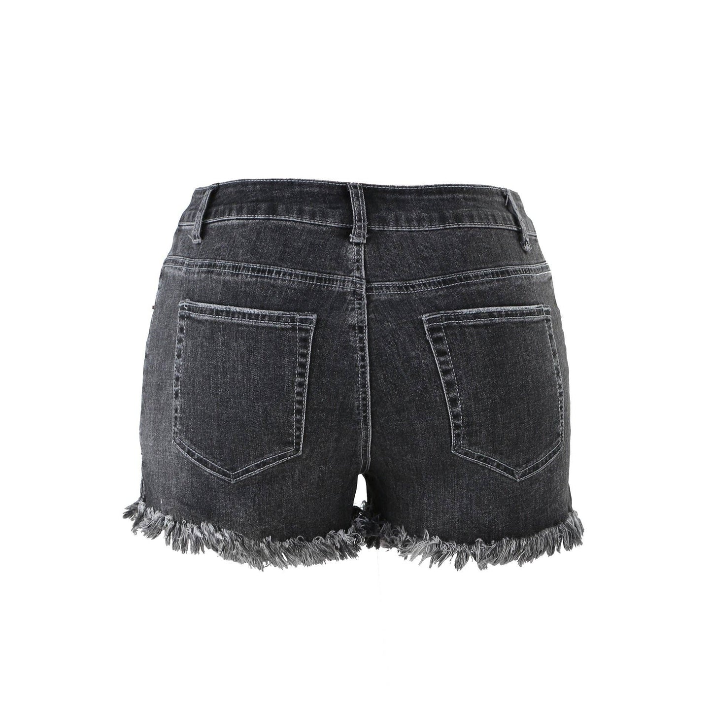 Women's High-Rise Denim Raw Hem Ripped Shorts