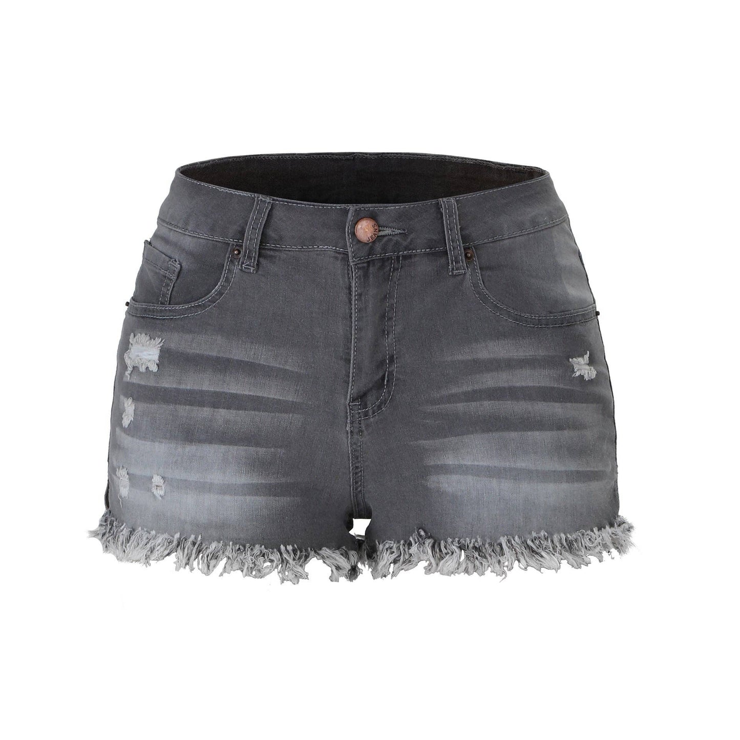 Women's High-Rise Denim Raw Hem Ripped Shorts