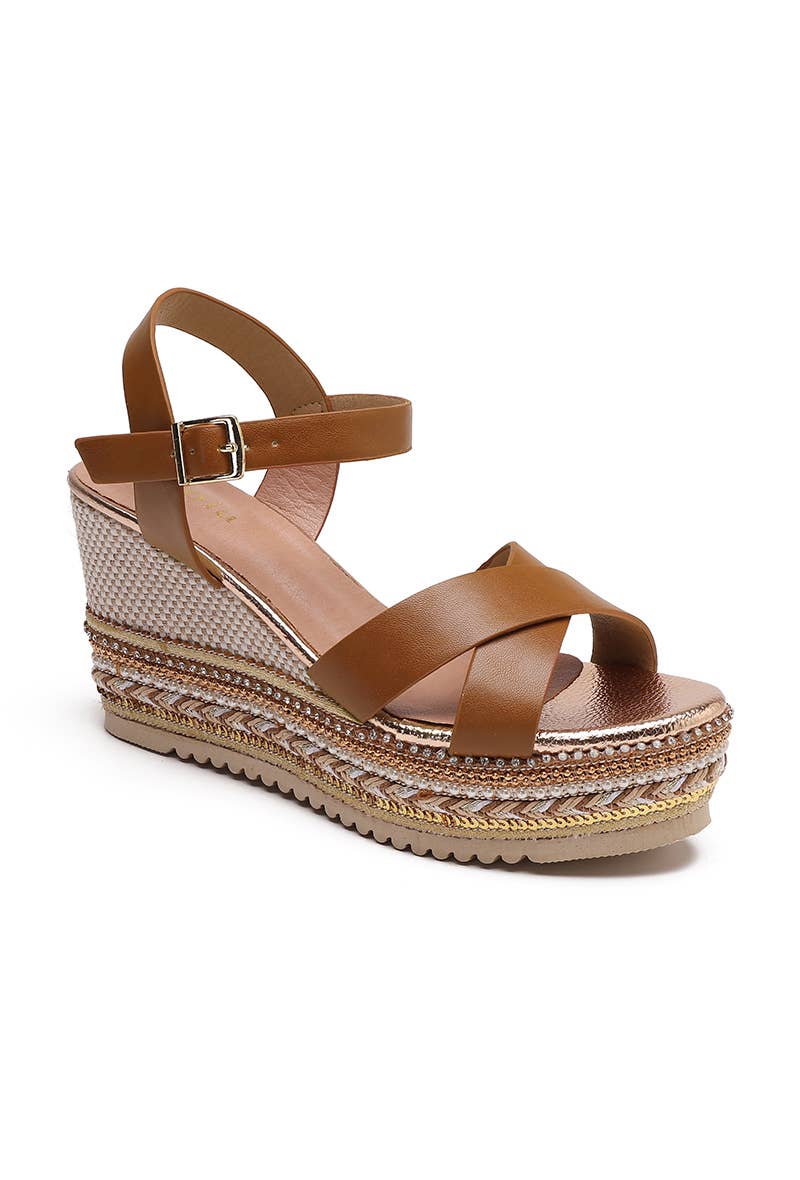 Cross wedges with rhinestone Sole