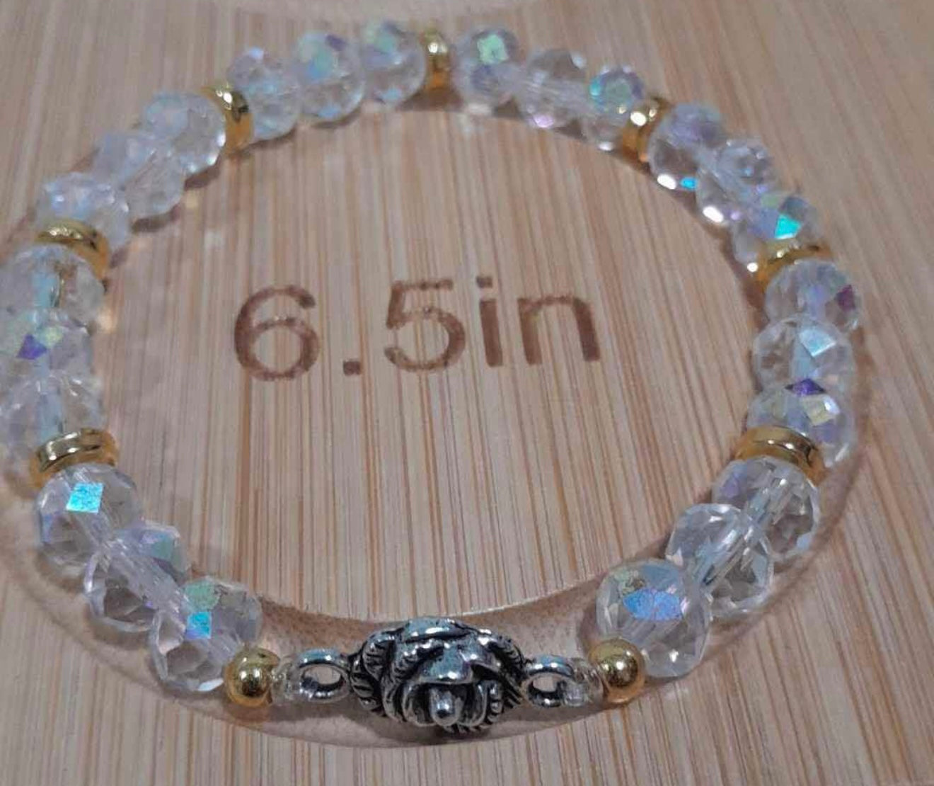 Crystal Rose Charm Bracelet - 6.5”