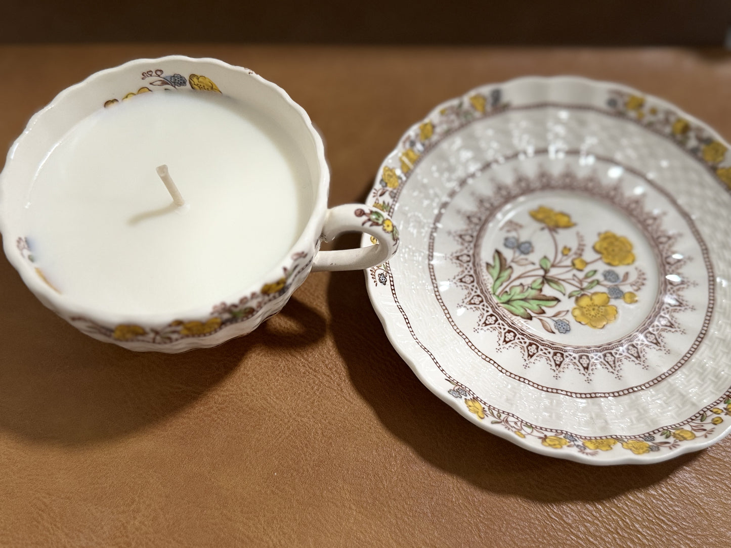 Vintage porcelain china Tea Cup Candle (Pumpkin Spice Scent)