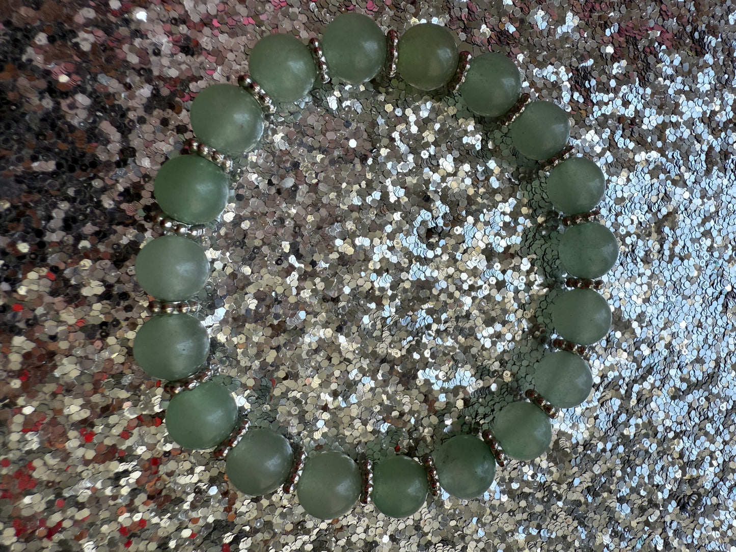 Natural Green Aventurine Bead Bracelet - 6”