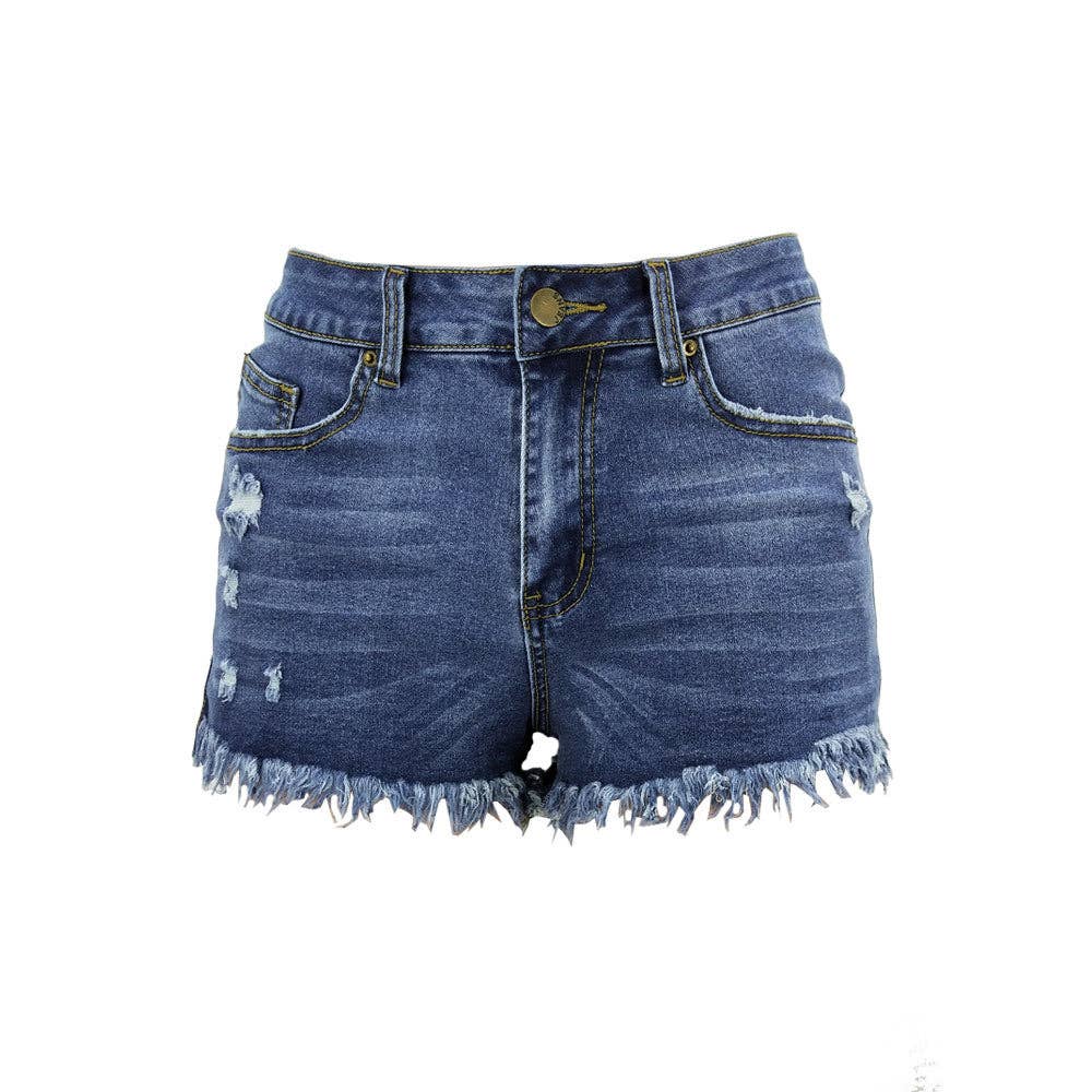 Women's High-Rise Denim Raw Hem Ripped Shorts