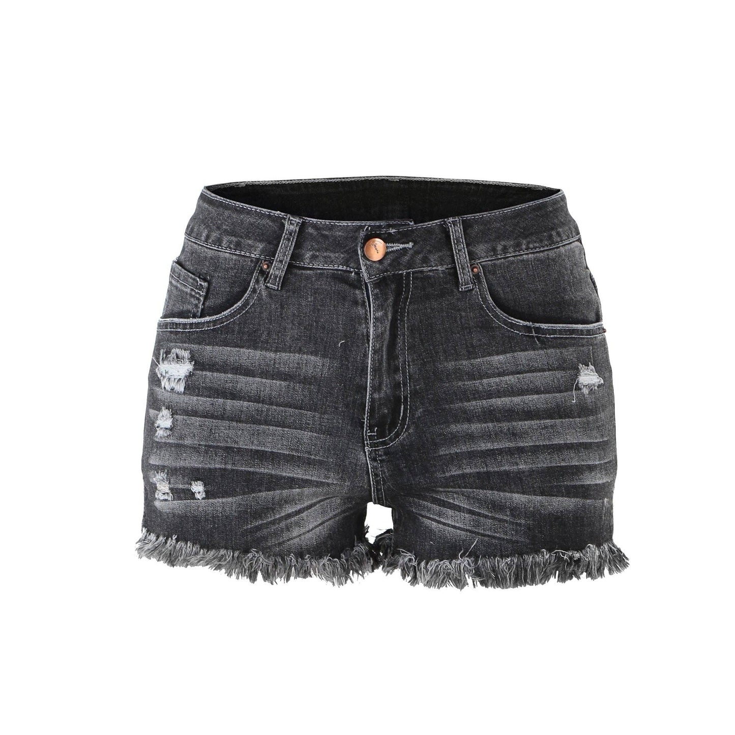 Women's High-Rise Denim Raw Hem Ripped Shorts