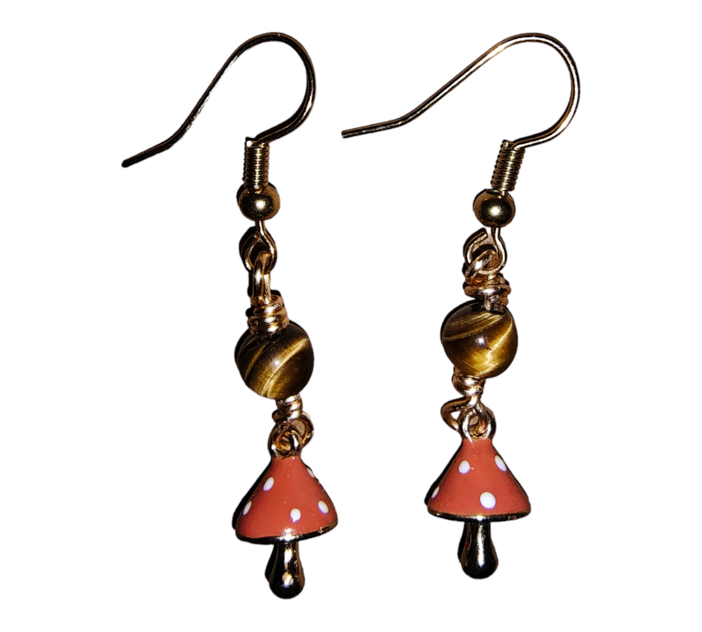 Tigers Eye Mushroom Earrings