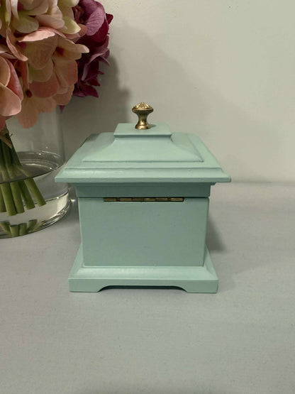 Hand-Painted Bombay Music Jewelry Box – Mint Green Floral Ring Holder