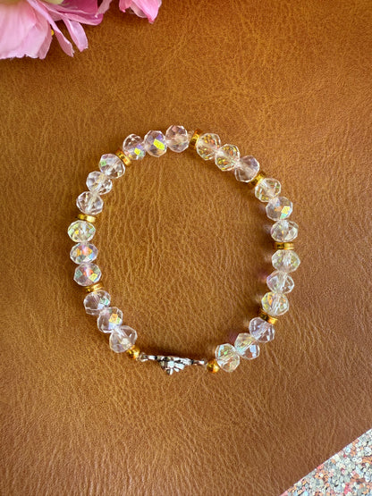 Crystal Rose Charm Bracelet - 6.5”