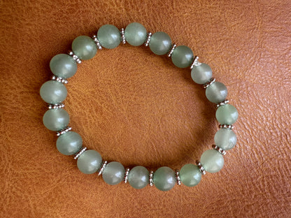 Natural Green Aventurine Bead Bracelet - 6”