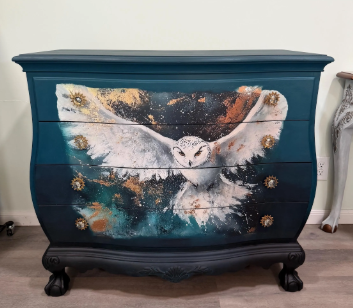 Teal & Black Owl Bombay Chest